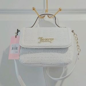 Juicy Couture Super White Emboss Trunk Flap Handbag